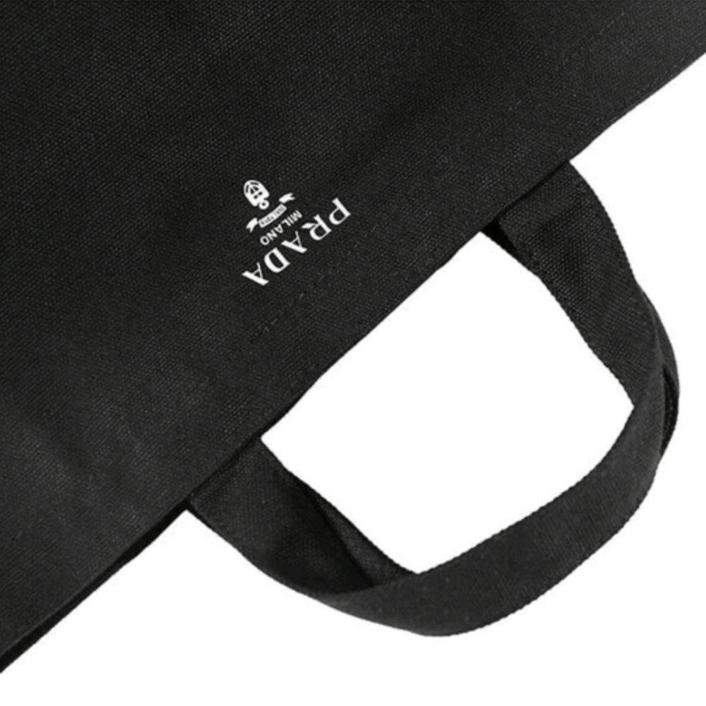 PRADA Milano Black Canvas Tote Bag - Picture 3 of 4
